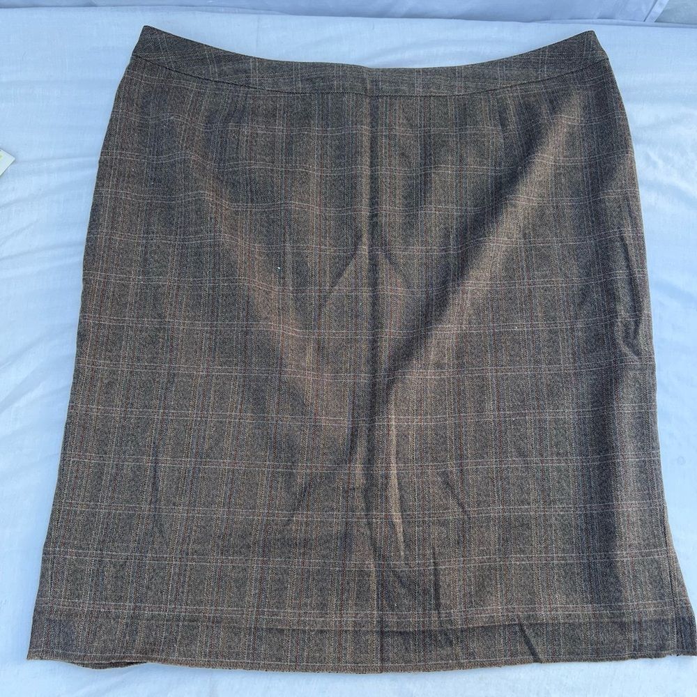 Lane Bryant Brown Plaid Pencil Skirt